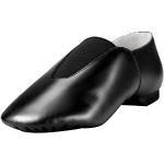 Schwarze Jazztanzschuhe ohne Verschluss aus Leder für Herren Größe 42 mit Absatzhöhe bis 3cm 