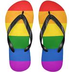Bunte LGBT Zehentrenner aus Stoff leicht für Damen Größe 39 für den für den Sommer 