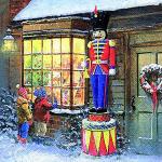 linoows 20 Servietten Weihnachten, Spielzeugladen mit Großem Nussknacker 33x33 cm