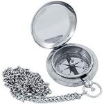 Silberne Maritime Linoows Runde Taschenuhren aus Messing mit Kompass 