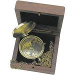Taschenkompass, Magnetkompass mit Kette, Kleiner Taschenuhren Kompass in Holzbox