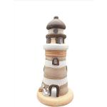 Bunte Maritime 15 cm Linoows Runde Teelichthalter mit Leuchtturm-Motiv matt aus Keramik 