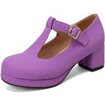 Violette Elegante Runde Mary Jane Pumps für Damen Größe 41 zur Hochzeit 