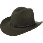 Olivgrüne Geflochtene LIPODO Cowboyhüte aus Filz 58 für Herren Größe L 