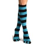 LissKiss Black & Blue Stripes & Printed Smiles Knee High Toe Socks - Blau Zehensocken Einheitsgroesse (37-42)