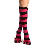LissKiss Black & Pink Stripes & Printed Smiles Knee High Toe Socks - Rosa Zehensocken Einheitsgroesse (37-42)