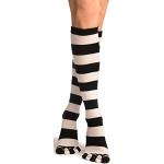 LissKiss Black & White Stripes & Printed Smiles Knee High Toe Socks - Weiß Zehensocken Einheitsgroesse (37-42)