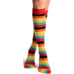 LissKiss Red, Green & Yellow Stripes & Printed Smiles Knee High Toe Socks - Mehrfarbig Zehensocken Einheitsgroesse (37-42)