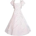 Weiße Bestickte Elegante Kurzärmelige Kinderkleider mit Bolero aus Satin für Mädchen 