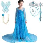 Blaue Die Eiskönigin Elsa Maxi Prinzessin-Kostüme mit Pailletten für Kinder Größe 128 