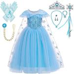 Blaue Prinzessin-Kostüme mit Glitzer aus Organza für Kinder Größe 122 