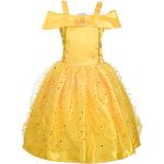 Goldene Die Schöne und das Biest Belle Schulterfreie Prinzessin-Kostüme aus Satin für Babys 