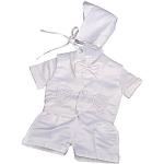 Weiße Bestickte Elegante Taufanzüge mit Knopf aus Satin für Babys 