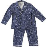 little label Grandad Schlafanzug Mädchen klassisch Winter Pyjama Set Blau mit Mond und Sterne-Print Bio-Baumwolle 10Y / 134-140