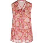 Pinke Blumenmuster Ärmellose Liu Jo V-Ausschnitt Festliche Blusen mit Rüschen aus Polyester für Damen Größe M 