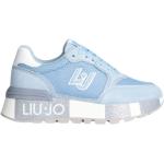 Blaue Elegante Liu Jo Low Sneaker mit Glitzer mit Schnürsenkel aus Leder für Damen Größe 38 