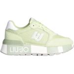 Grüne Elegante Liu Jo Low Sneaker mit Glitzer mit Schnürsenkel aus Leder für Damen Größe 37 