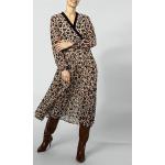 Beige Langärmelige Liu Jo V-Ausschnitt Plisseekleider aus Polyester für Damen Größe XL 