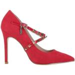 Rote Liu Jo Pfennigabsatz High Heels & Stiletto-Pumps mit Nieten mit Schnalle aus Veloursleder für Damen Größe 39 