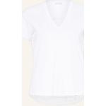 Weiße Kurzärmelige Liu Jo V-Ausschnitt T-Shirts aus Baumwolle für Damen Größe M 