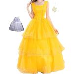 Gelbe Blumenmuster Prinzessin-Kostüme aus Chiffon für Damen 