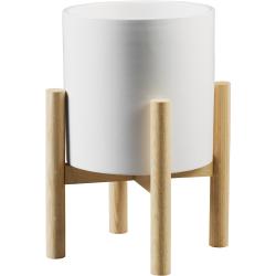 LIVARNO home Übertopf Keramik mit Holzgestell (weiß)