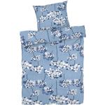 Blaue Blumenmuster Winterbettwäsche mit Weihnachts-Motiv mit Reißverschluss aus Jersey maschinenwaschbar 155x220 