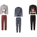 Dunkelblaue Livergy Herrenschlafanzüge & Herrenpyjamas mit Weihnachts-Motiv aus Baumwolle Größe XXL zu Weihnachten 