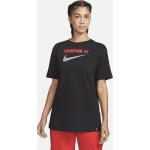 Schwarze Nike Swoosh FC Liverpool T-Shirts für Damen Größe M 