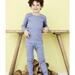 Blaue Melierte Living Crafts Nachhaltige Lange Kinderunterhosen aus Baumwolle Größe 134 