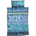 Blaue Living Dreams Bettwäsche Sets & Bettwäsche Garnituren mit Reißverschluss aus Mako-Satin 