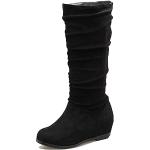 Schwarze Runde Slouch Stiefel aus Fell für Damen Größe 36 für den für den Winter 