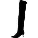 Schwarze Vintage Damenoverkneestiefel mit Reißverschluss aus Leder leicht Größe 42 für den für den Winter 
