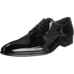 Reduzierte Schwarze Lack-Optik Business Runde Derby Schuhe mit Schnürsenkel aus Kalbsleder für Herren 