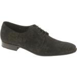 Schwarze Business Derby Schuhe mit Schnürsenkel in Breitweite aus Veloursleder rutschfest für Herren mit Absatzhöhe bis 3cm 