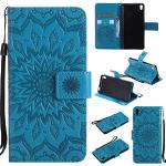 Blaue Sony Xperia E5 Cases Art: Flip Cases mit Blumenmotiv mit Bildern mit Ständer 