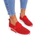 Loafer mit orthopädischen Sohlen Damenmode Sneakers Plateau Sneakers Größe 42 (Rot)