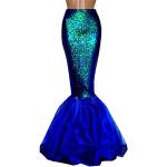 Reduzierte Blaue Maxi Meerjungfrau-Kostüme mit Pailletten aus Chiffon für Kinder 