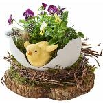 Gelbe Loberon Osterküken mit Huhn-Motiv aus Kunststein 
