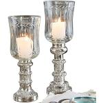 Silberne Loberon Kerzenständer Sets aus Glas mundgeblasen 2-teilig 