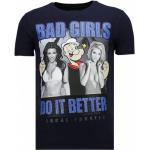Local Fanatic, Bad Girls Popeye Rhinestone - Herren T-Shirt - 13-6210N Blue, Herren, Größe: L