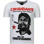 Local Fanatic, Che Guevara Comandante Rhinestone - Herren T-Shirt - 5781W White, Herren, Größe: L