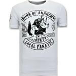 Reduzierte Weiße Bestickte Local Fanatic Sons of Anarchy T-Shirts aus Baumwolle für Herren Größe L 