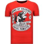Reduzierte Rote Local Fanatic Sons of Anarchy T-Shirts mit Strass aus Baumwolle für Herren Größe L 