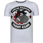 Local Fanatic, Fight Club Spike Rhinestone - Herren T-Shirt - 13-6230W White, Herren, Größe: M