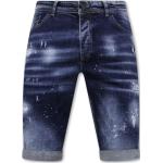 Reduzierte Blaue Local Fanatic Jeans-Shorts mit Knopf aus Baumwolle für Herren für den für den Sommer 