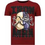 Local Fanatic, Iron Man Popeye Rhinestone - Herren T-Shirt - 13-6214B Red, Herren, Größe: S