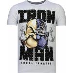 Reduzierte Weiße Bestickte Langärmelige Local Fanatic Iron Man T-Shirts aus Baumwolle Handwäsche für Herren Größe L 