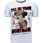 Local Fanatic, Luxuriöses Herren T-Shirt - Freddy Krueger - 11-6364W White, Herren, Größe: XL