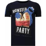 Reduzierte Blaue Bestickte Oversize Kurzärmelige Local Fanatic T-Shirts mit Strass aus Baumwolle für Herren Größe M für Partys 